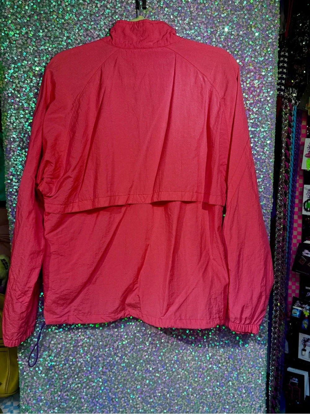 VTG Nike Women's Hot Pink Coral Half-Zip Bomber Windbreaker
